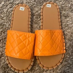 Orange  sandles ,size 6 woman.